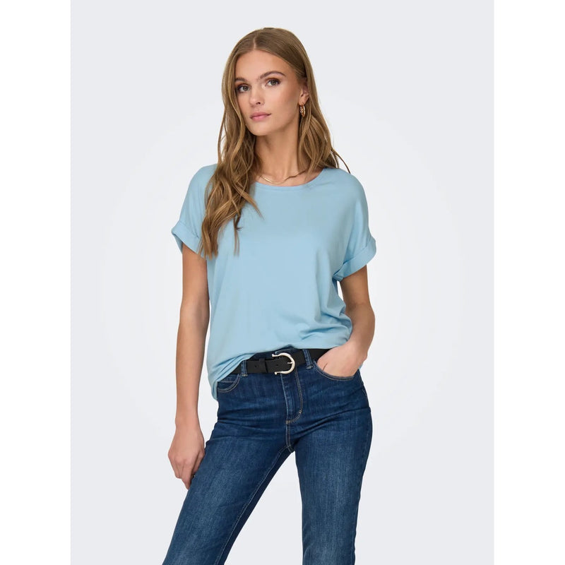 Weißes Damen T-Shirt mit kurzen Ärmeln aus Viskosemischung