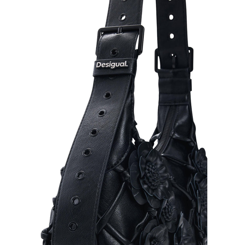 Desigual Schwarze Reißverschluss-Handtasche mit Innentasche