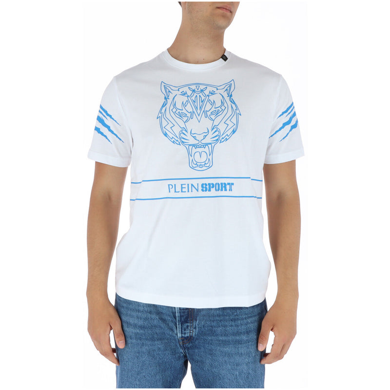Plein Sport Herren T-Shirt mit Rundhalsausschnitt und kurzen Ärmeln in Weiß