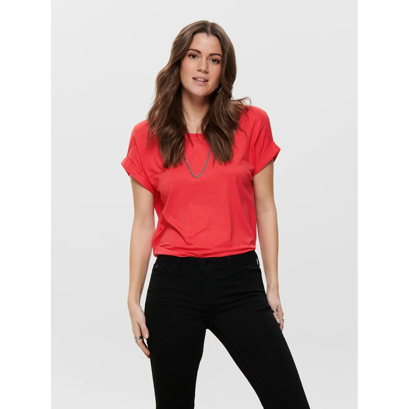 Weißes Damen T-Shirt mit kurzen Ärmeln aus Viskosemischung