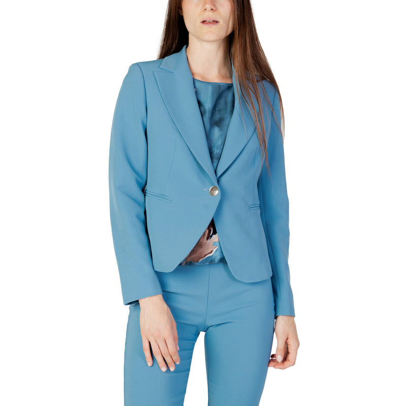 Rinascimento Türkisfarbener Blazer mit Knopf und Reverskragen