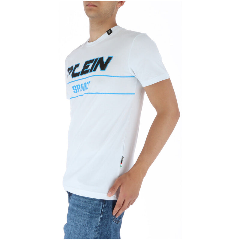 Plein Sport Herren Weißes Kurzarm T-Shirt mit Druck