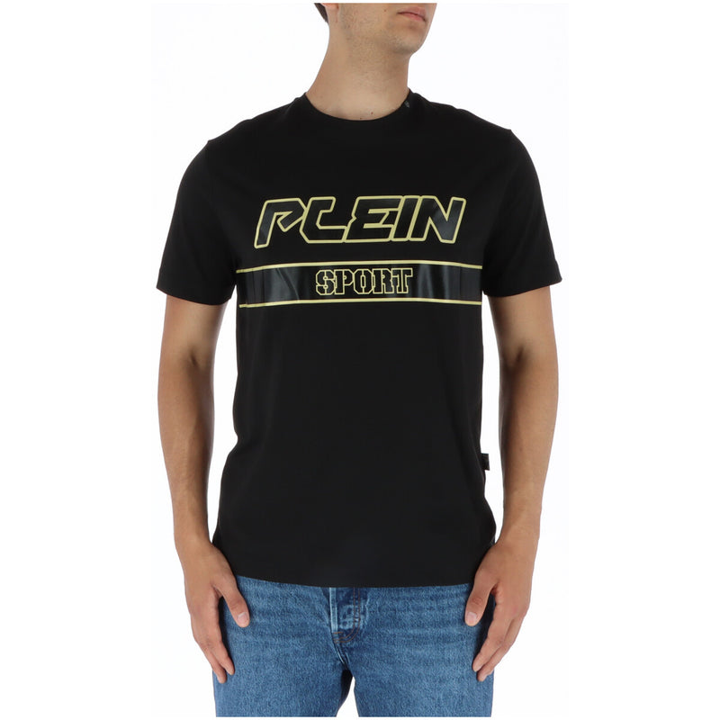 Plein Sport Schwarz Bedrucktes Herren T-Shirt 100% Baumwolle