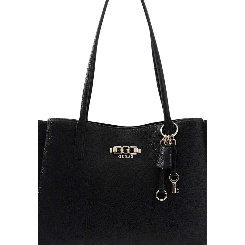 Raten Sie: Schwarze Polyurethan-Handtasche mit mehreren Taschen