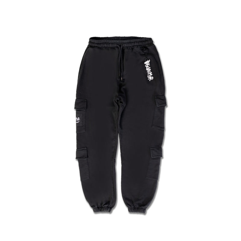 Schwarze Herrenhose aus Baumwolle mit Schnürsenkeln und Taschen