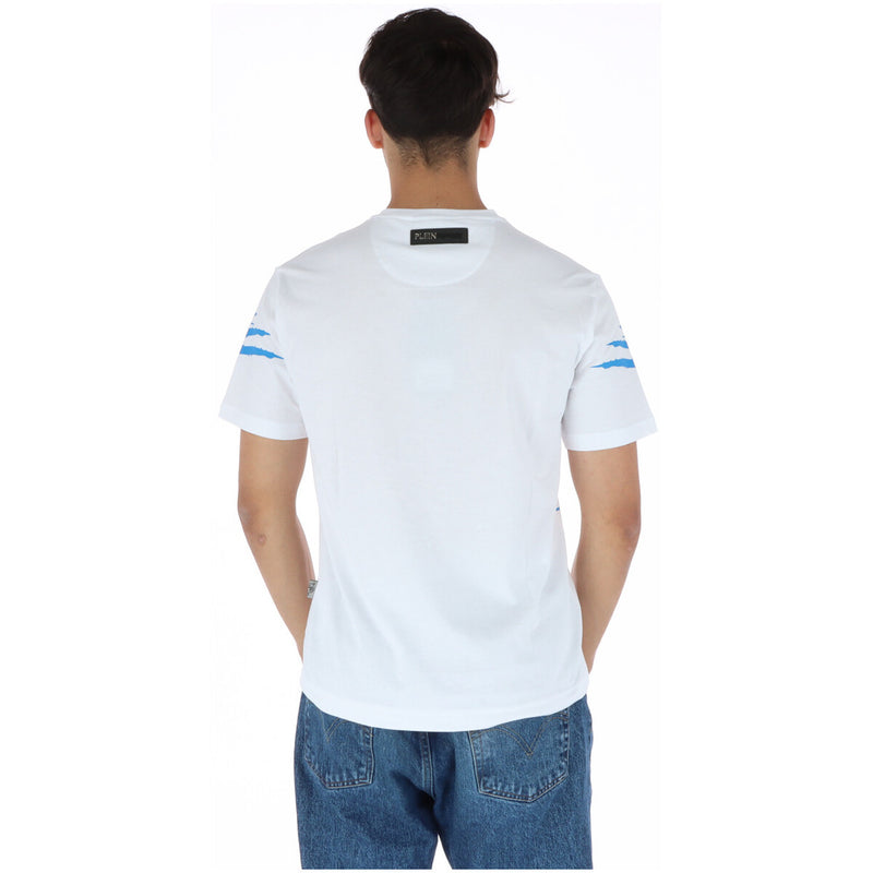 Plein Sport Herren T-Shirt mit Rundhalsausschnitt und kurzen Ärmeln in Weiß