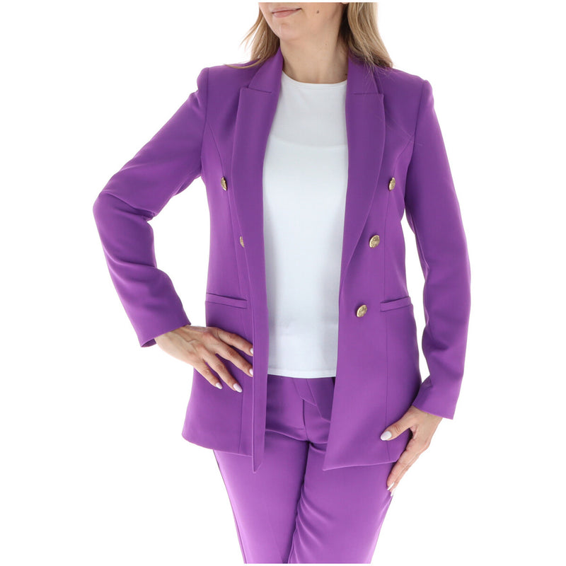 Lila Damen Blazer mit Reverskragen und Knöpfen