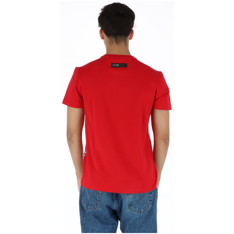 Plein Sport Herren Rotes T-Shirt mit kurzen Ärmeln