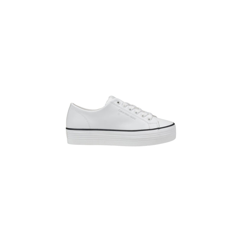 Calvin Klein Jeans Damen Weiß Leder Turnschuhe