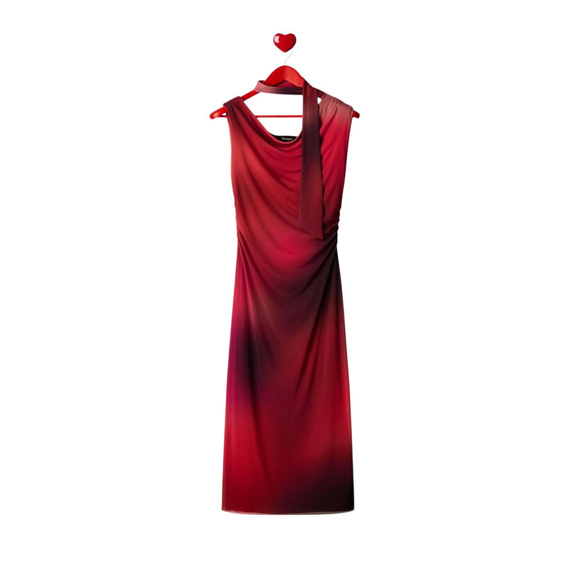 Desigual Fuchsia Ärmelloses Boot-Ausschnitt-Kleid für Damen