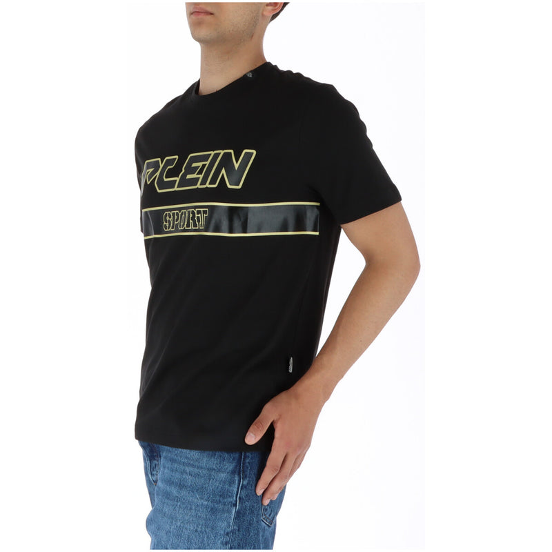 Plein Sport Schwarz Bedrucktes Herren T-Shirt 100% Baumwolle