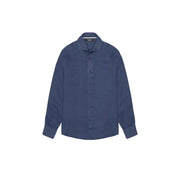 Men’s long-sleeved navy blue dress shirt from Yos Men White Cotton Linen collection