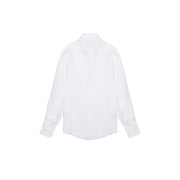 White long-sleeved cotton linen button-up shirt for men in the Yos collection