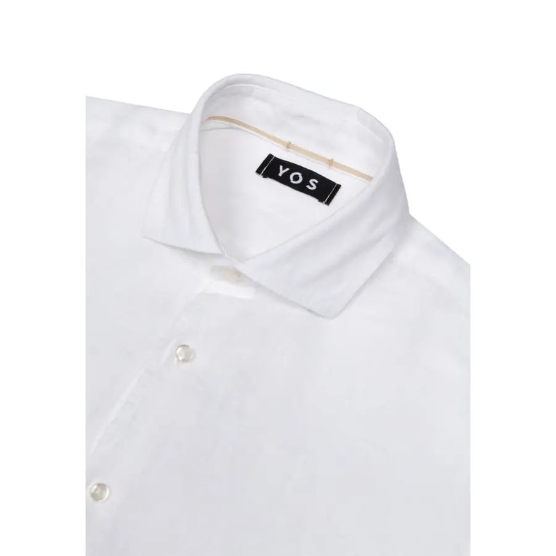 White cotton linen long sleeve dress shirt with buttons from Yos Men for spring and summer